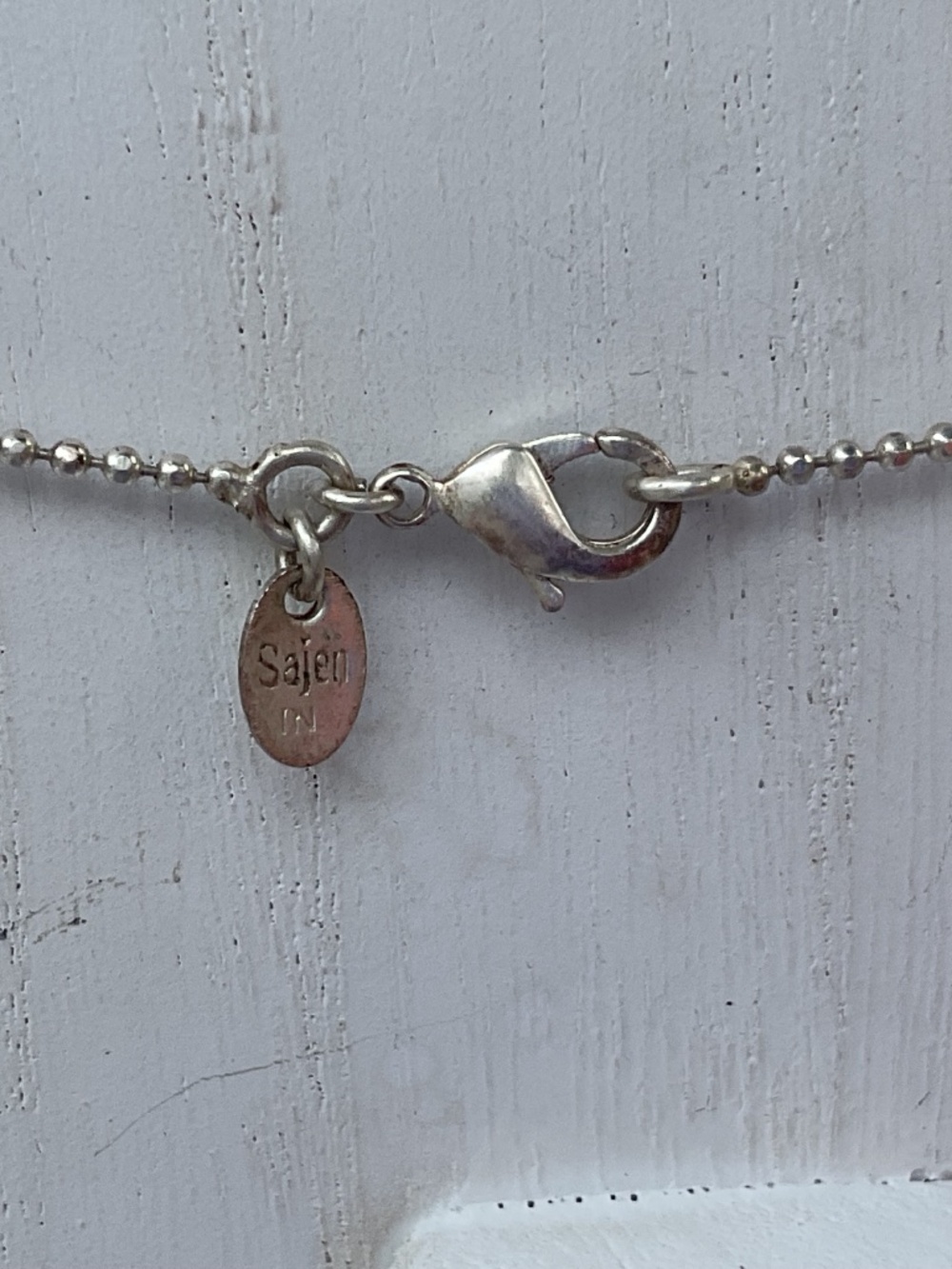 Sajen teardrop necklace pink stone with glitter sterling silver setting 18” - Picture 6 of 11